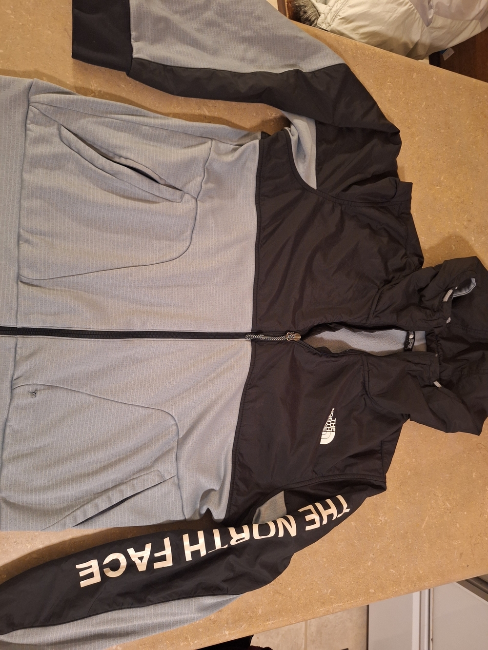 The North Face Gray and Black Hooded Windbreaker Jacket